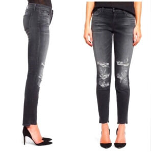 J Brand affray distressed raw hem black wash raw hem skinny jeans